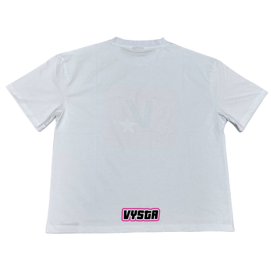 FIVE STARS TEE WHITE & PINK