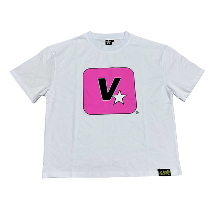 FIVE STARS TEE WHITE & PINK