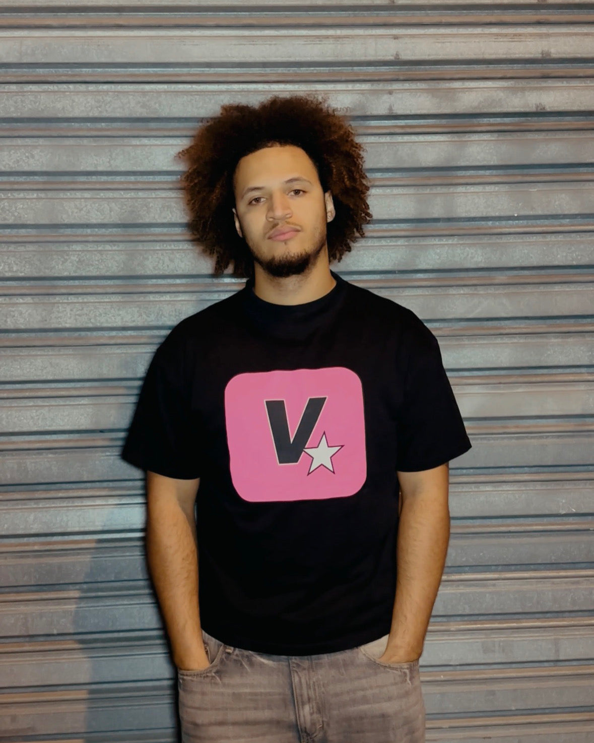 FIVE STARS TEE BLACK & PINK